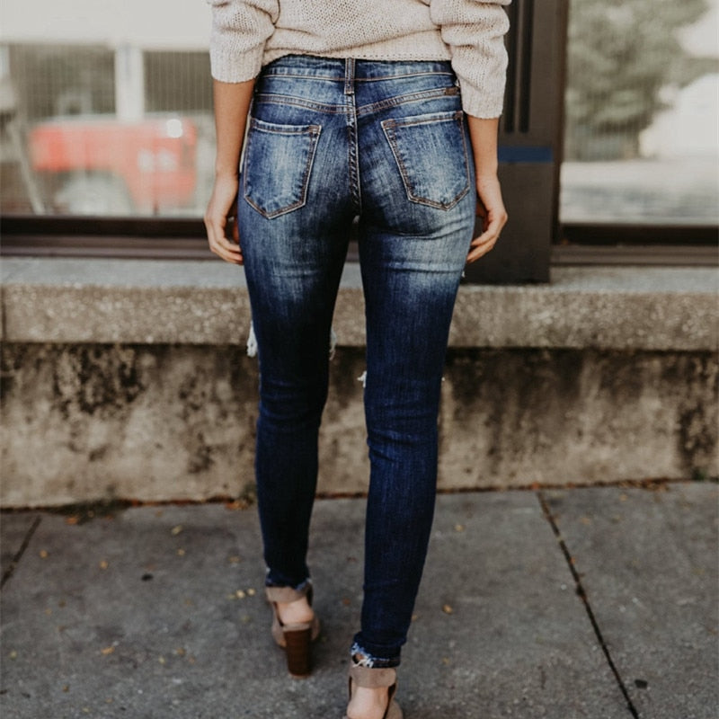 High Waist Stretch Ripped Skinny Jeans For Women Hip Fit Denim Leggings  With Elastic Wavelength Casual And Comfy Mom Jeant For A Slimming Look  220402 From Luo03, $18.74 | DHgate.Com