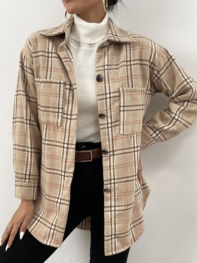 Astylish Women Casual Coat Long Sleeve Shacket Shirts Jacket with Pockets |  eBay